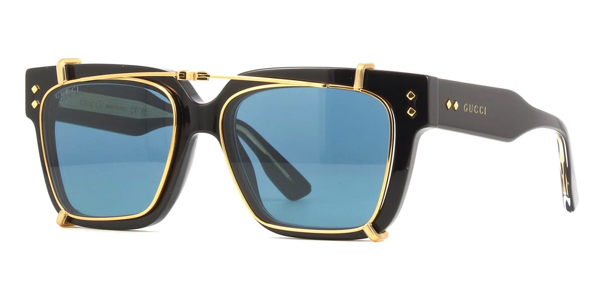 Oversize square-frame sunglasses in black acetate | GUCCI® US